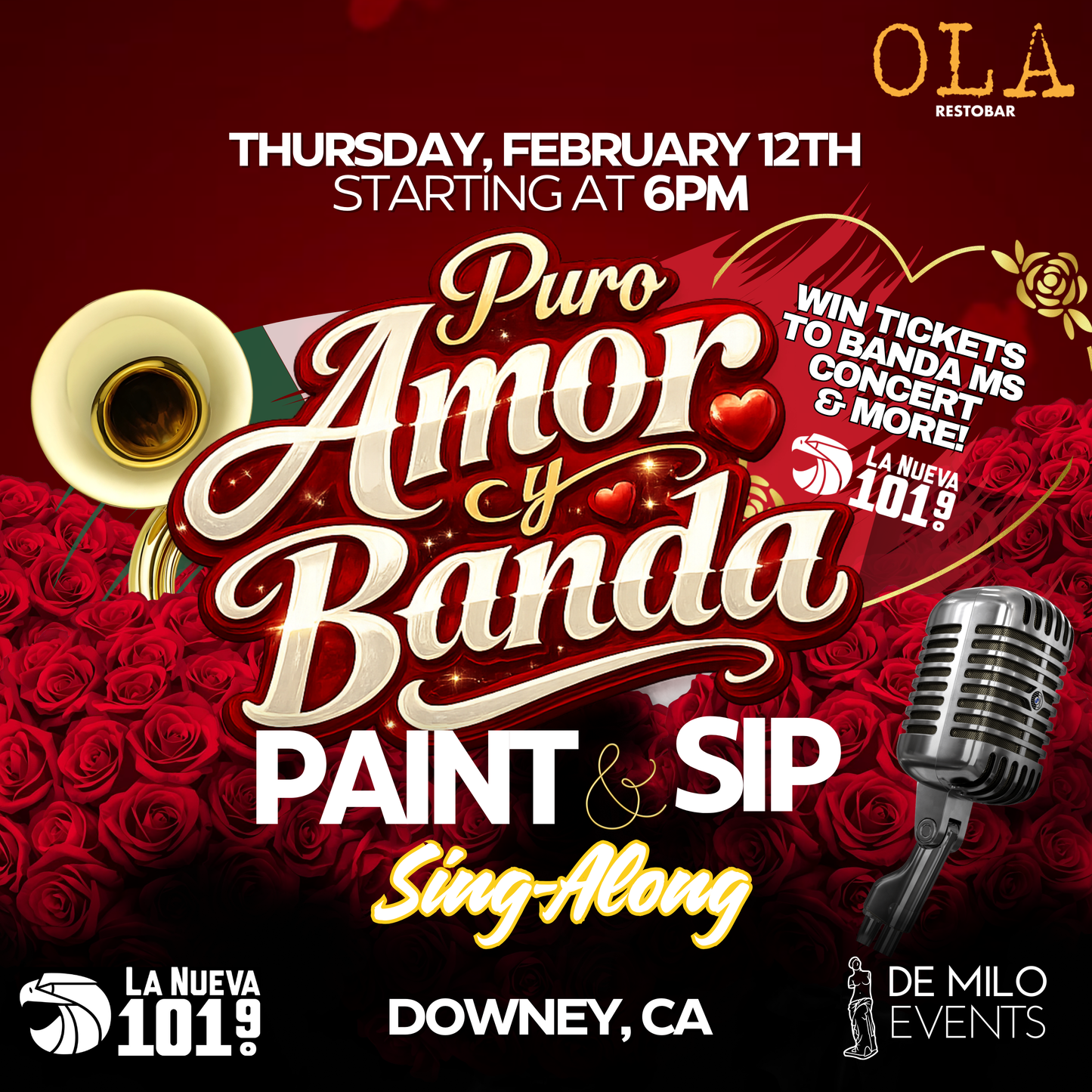 02/12/26 - Puro Amor y Banda Paint & Sip Sing-Along @ OLA RestoBar (Downey)