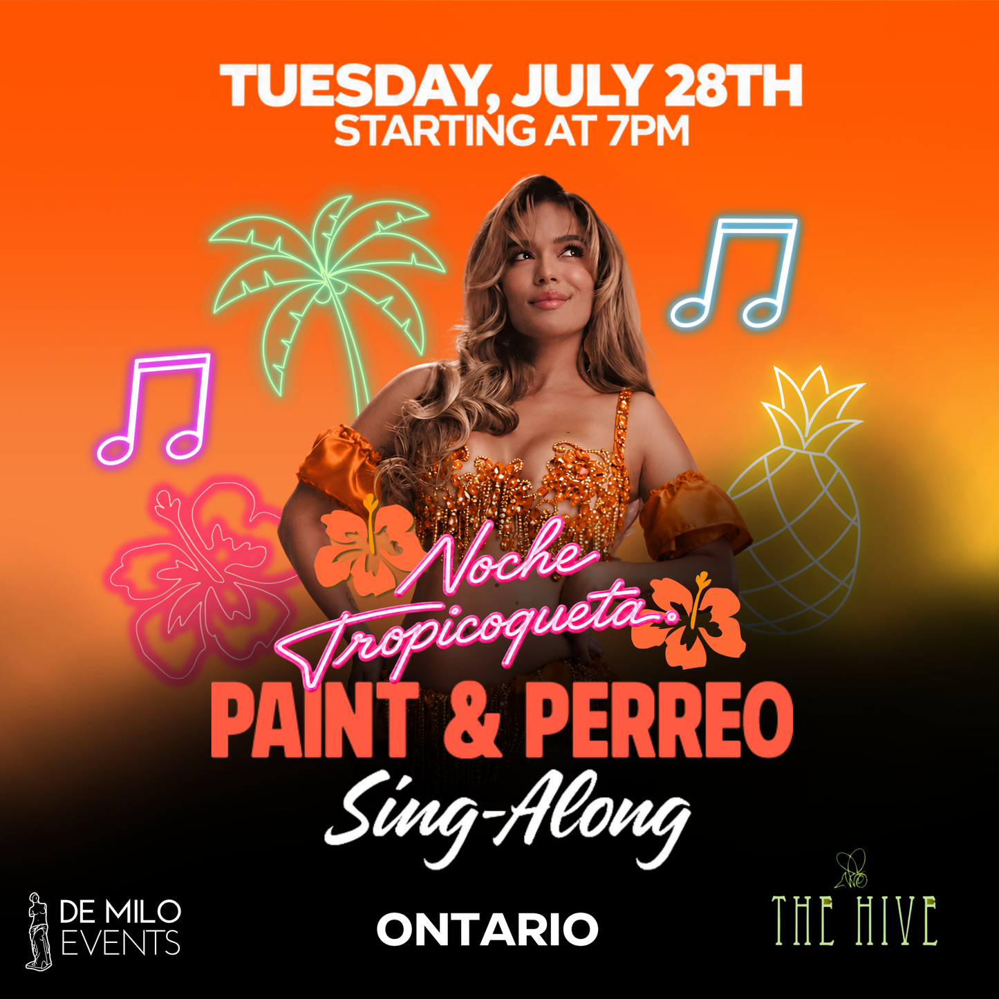 07/28/26 - NOCHE TROPICOQUETA PAINT & PERREO SING-ALONG @ THE HIVE BAR (ONTARIO)(18+)
